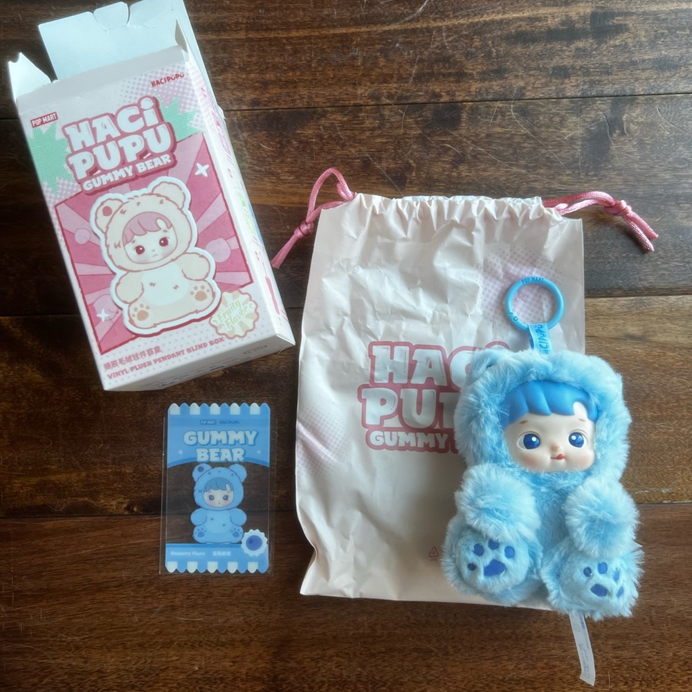 Hacipupu Gummy Bear Blueberry Scented Plush Pendant Pop Mart